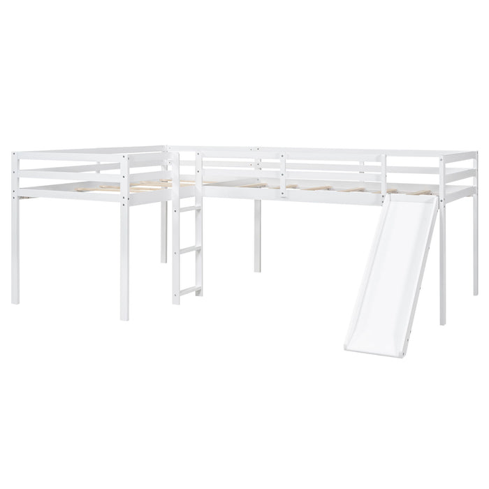 L Shaped Loft Bed With Ladder And Slide