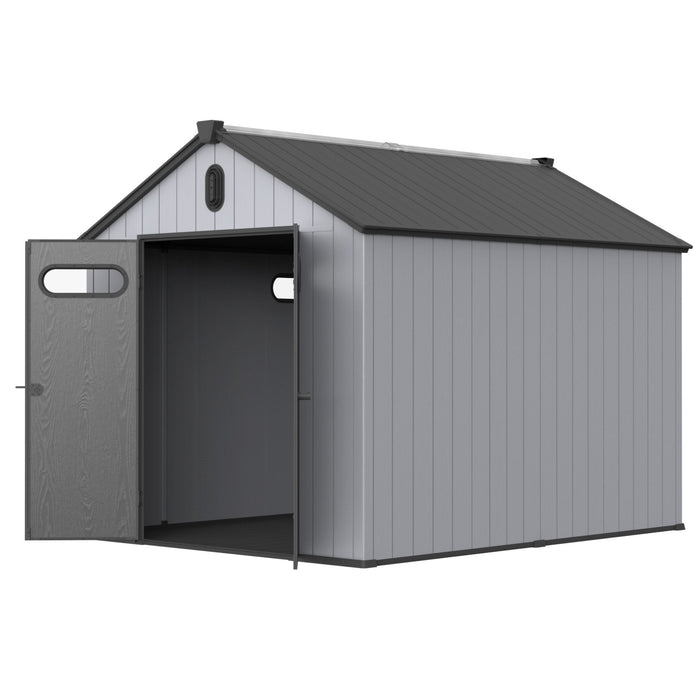 Resin Plastic Storage Shed For Backyard Garden With Spire Tool Storage