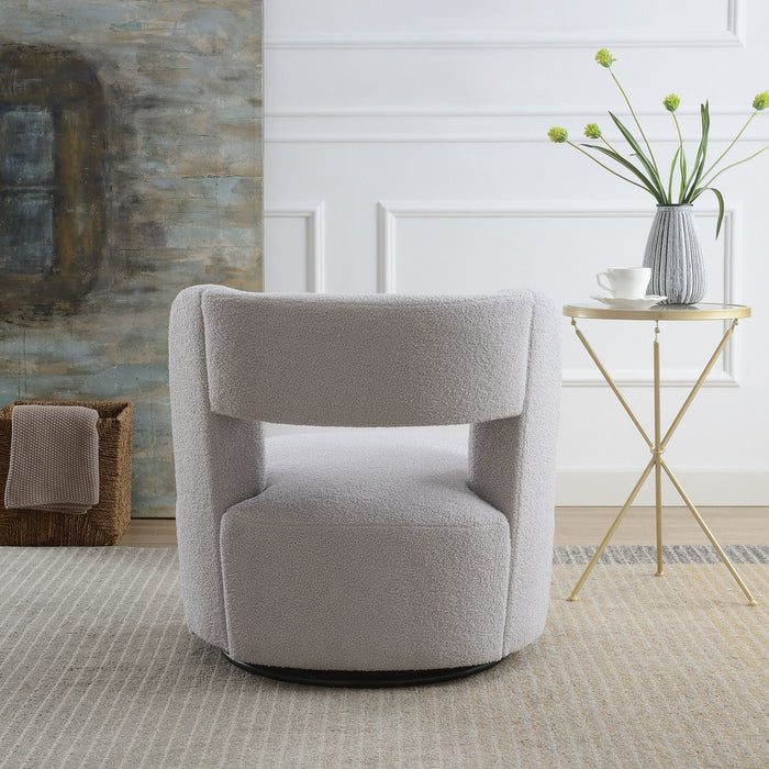 Swivel Comfy Round Barrel Chair With Soft Teddy Fabric For Living Room