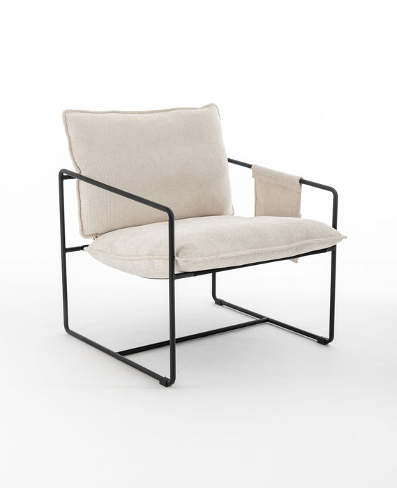 Upholstered Hanging Armchair With Arm Pocket Metal Frame (Set of 2), Crushed Foam Cushions And Skin-Friendly Braid For Living Room And Bedroom