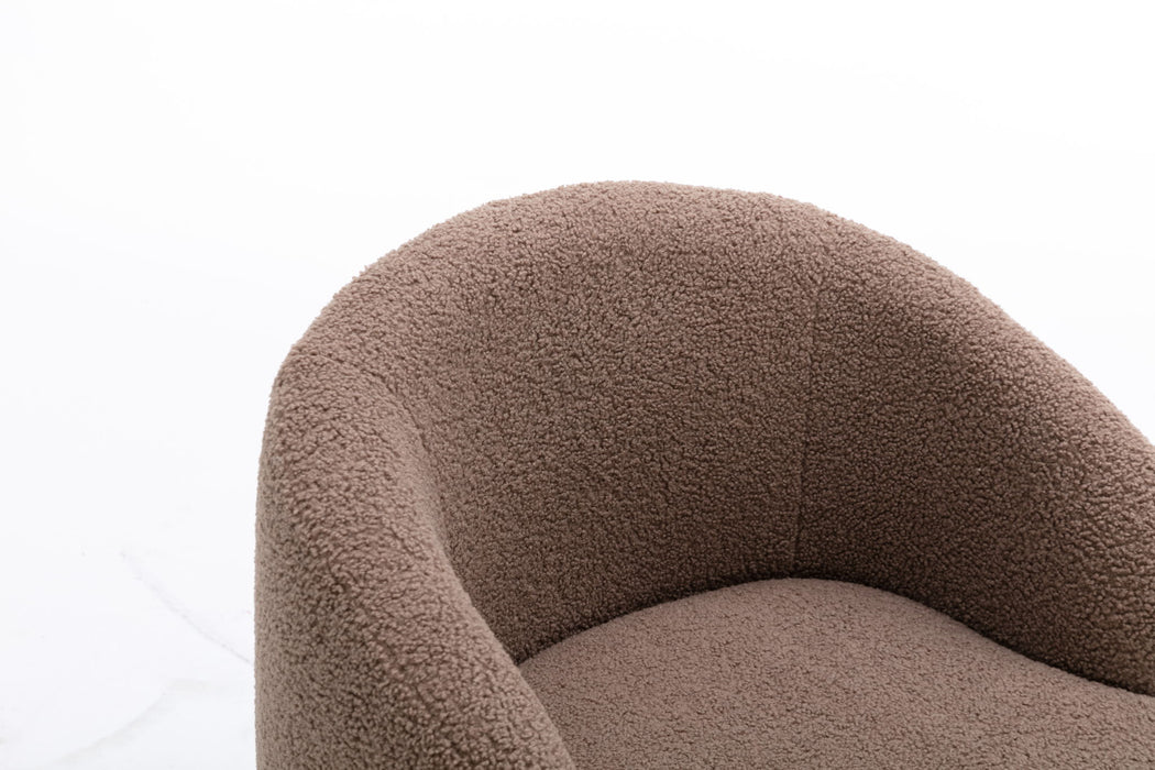 Teddy Fabric Swivel Accent Armchair Barrel Chair With Powder Coating Metal Ring