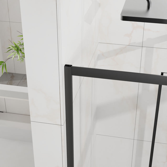 Corner Shower Enclosure With Sliding Door - Matte Black