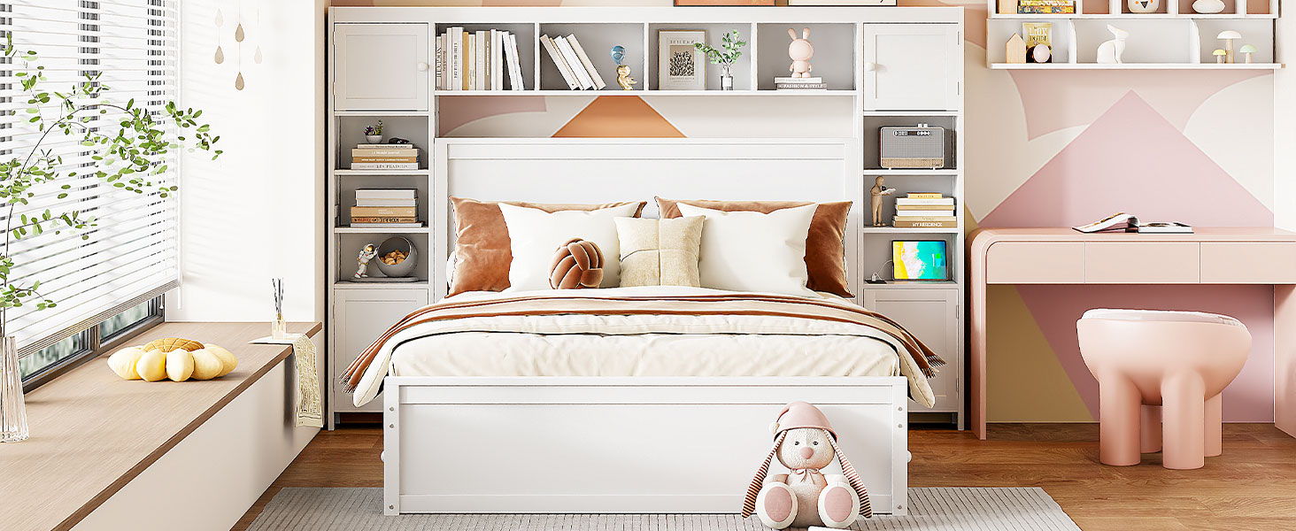 Bed With All In One Cabinet, Shelf And Sockets