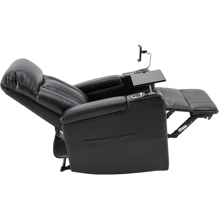 Premium Power Recliner & Storage Arms, Cupholders, Swivel Tray Table And Cell Phone Stand - Black