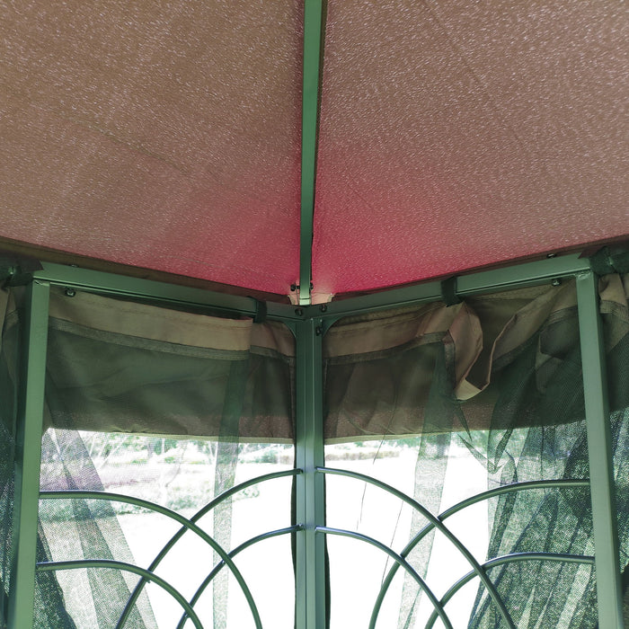 Patio Gazebo Tent With Ventilated Double Roof And Mosquito Net