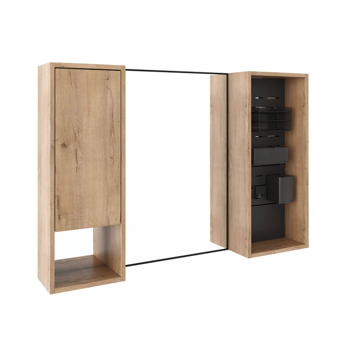 41.6" Wall Mounted Bathroom Cabinet With Soft Close Door, Storage Cabinet Featuring - Imitative Oak