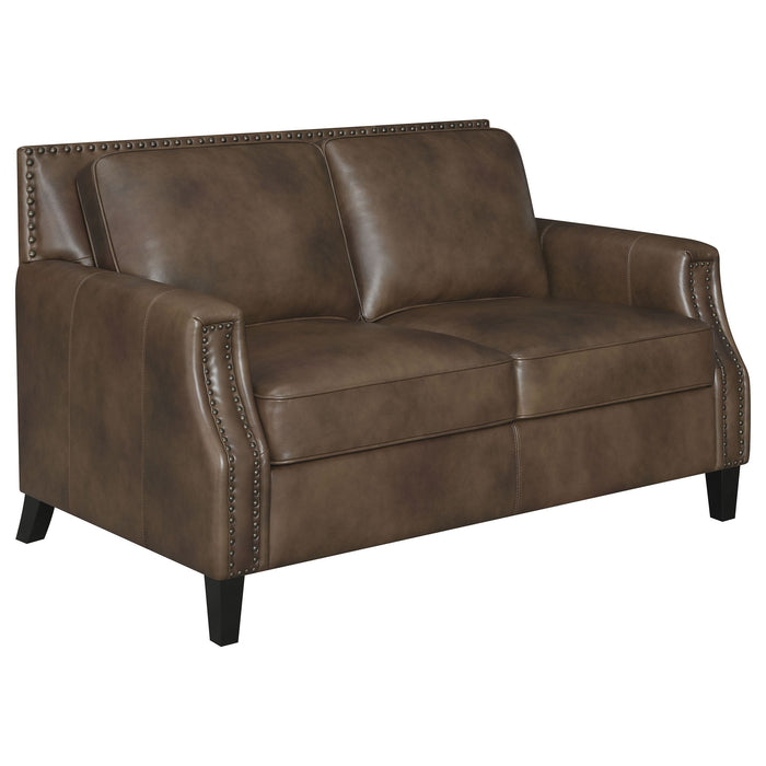 Gunderson - Loveseat With Recessed Arms - Brown