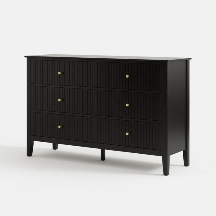 Modern 6 Drawer Fluted Dresser