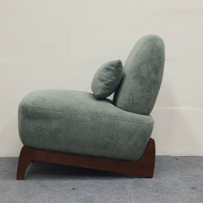 Curved Base Lazy Lounge Accent Chair - Blue / Brown