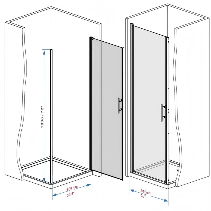 Shower Door With Glass And Explosion Proof Safety Film