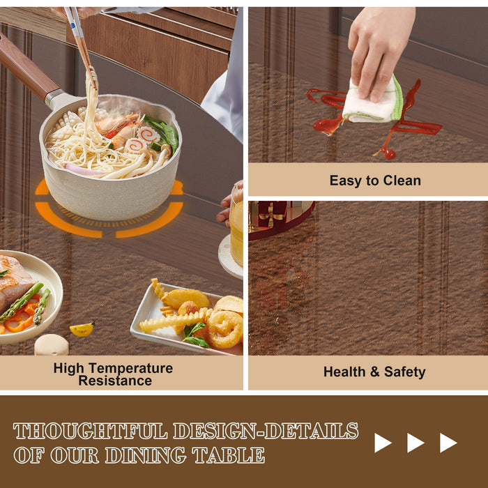 Round Dining Table, For 2 - 4 People - Black / Brown