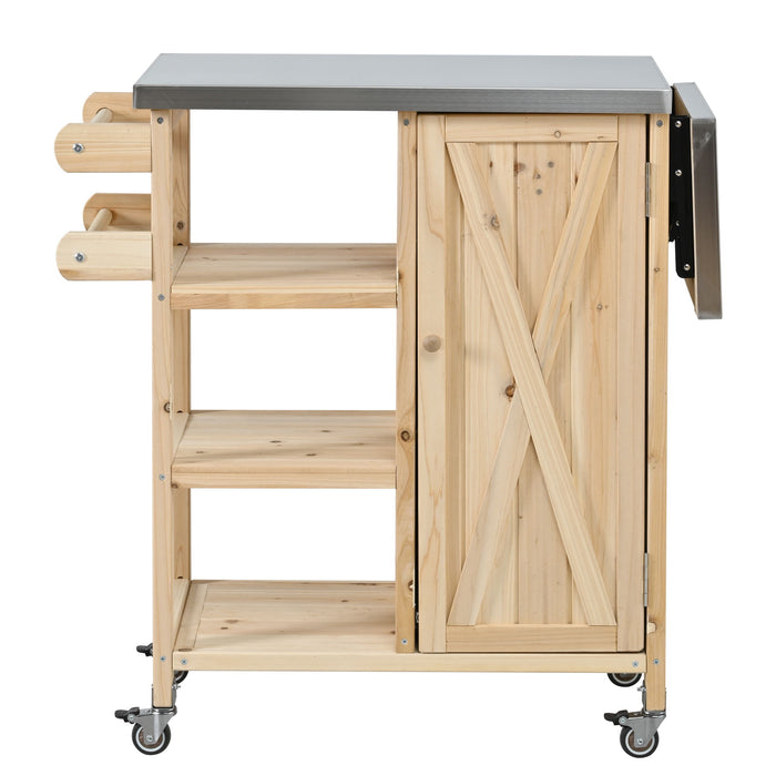Foldable Outdoor Kitchen Island With Storage Cabinet