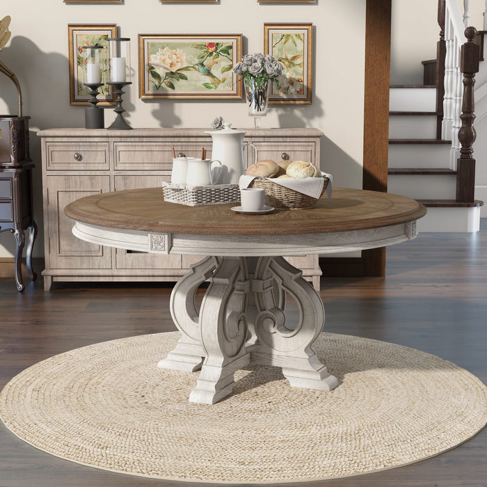 Elegant Dining Set Round Table And Side Chairs