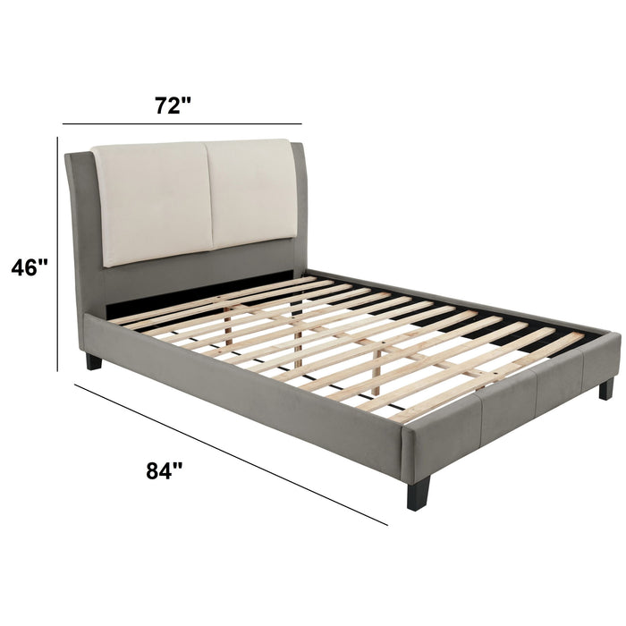Bed Set With 2 Tone Upholstered Headboard