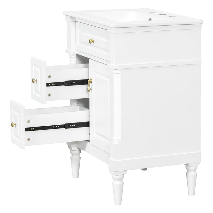 Freestanding Bathroom Vanity With Sink, Adjustable Shelf & Flip Drawer