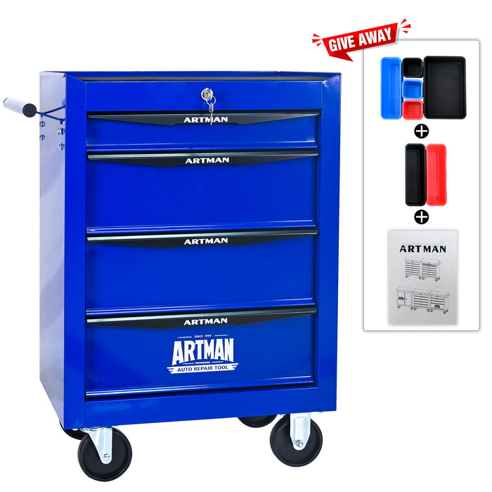 Rolling Metal Tool Chest With Drawers, Steel Storage Cabinet With Ball Bearing Slides