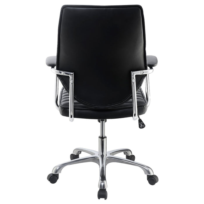 Height Adjustable Swivel Office Chair With Padded Seat And Armrests - Black
