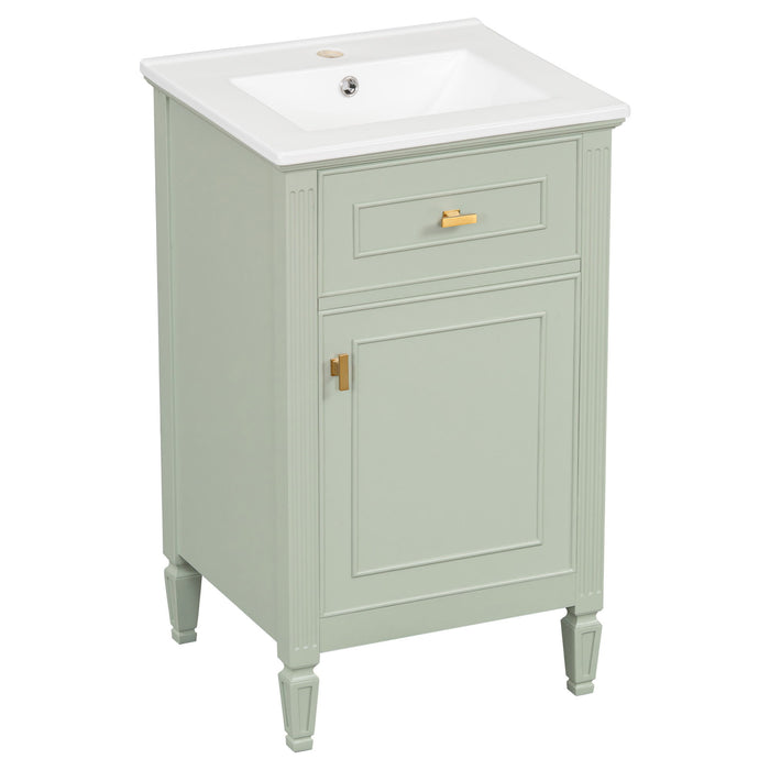 Bathroom Vanity With Sink, Adjustable Shelf, Tilt-Out Drawer
