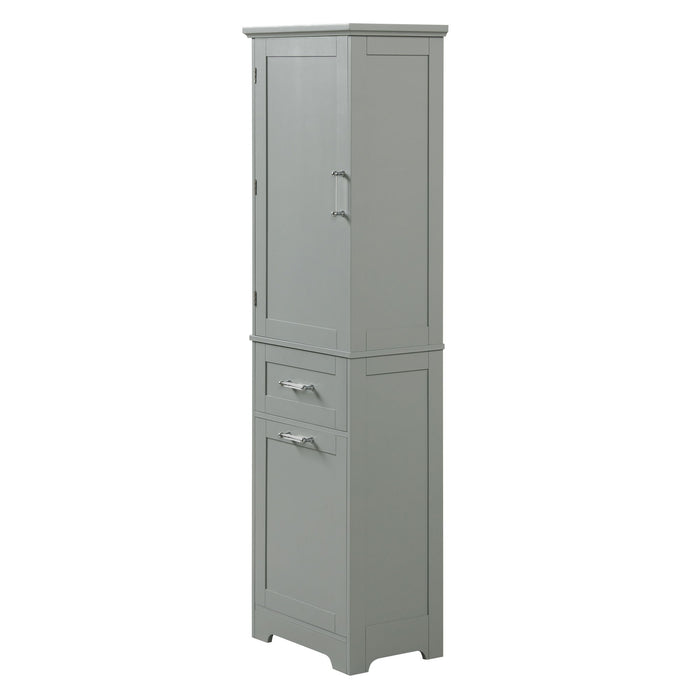 Tall Freestanding Bathroom Storage Cabinet With Adjustable Shelf And 2 Drawers