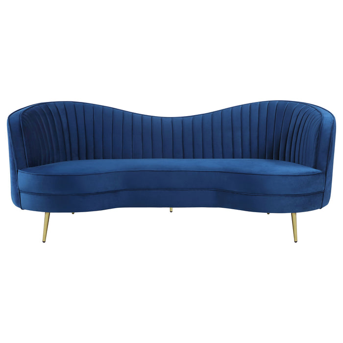 Marsden - Upholstered Recessed Arm Sofa - Blue
