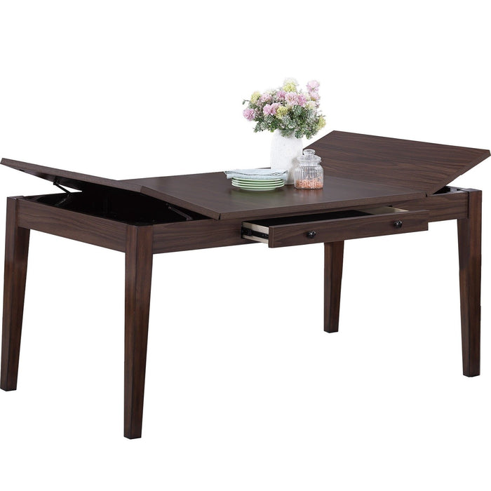 6 Piece Dining Set Table With Storage Ladder Back Chairs And Bench - Walnut