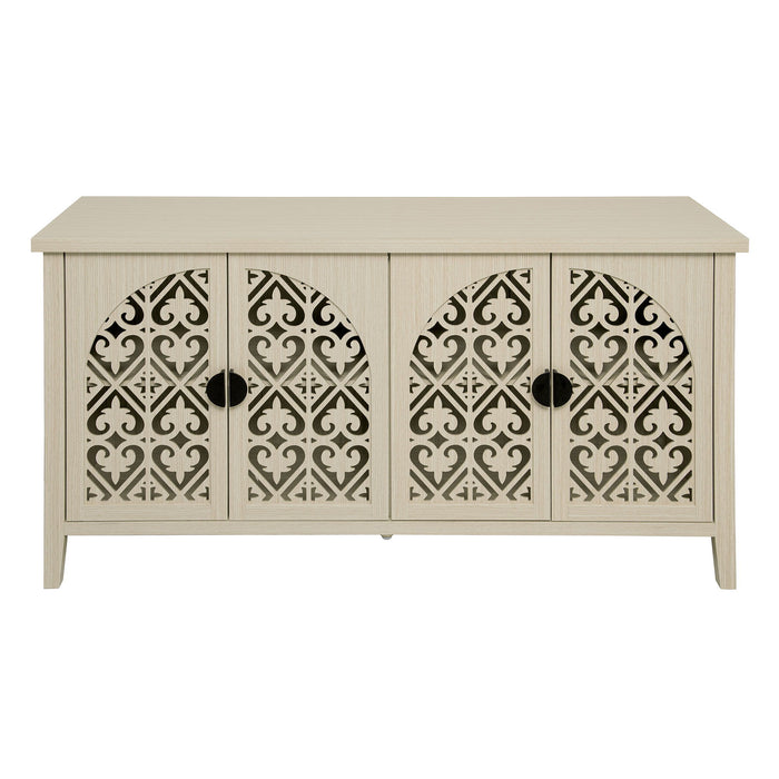 Hollowed Out Cabinet With 4 Doors, Suitable For Bedroom - Natural