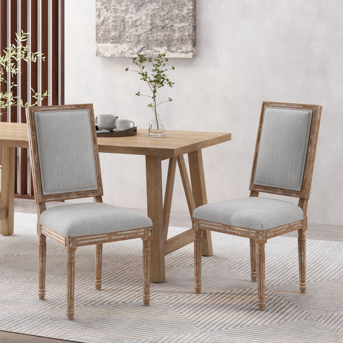 French Country Style Dining Chair With Upholstered Seating And Fluted Legs