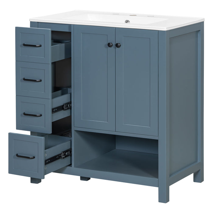 Bathroom Vanity With Sink Top, Bathroom Vanity Cabinet With 2 Doors And 2 Drawers, Open Shelf