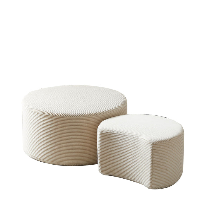 Modern Upholstered Round Coffee Table For Living Room (Set of 2)