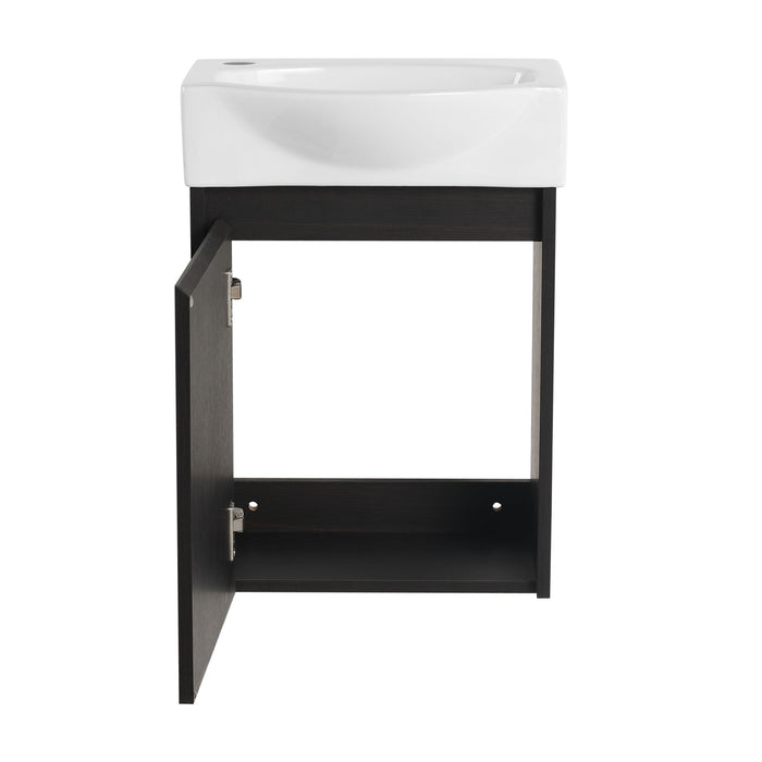 Modern Bathroom Vanity With Ceramic Basin, Wall Mounted Floating Sink Combo, Storage Cabinet