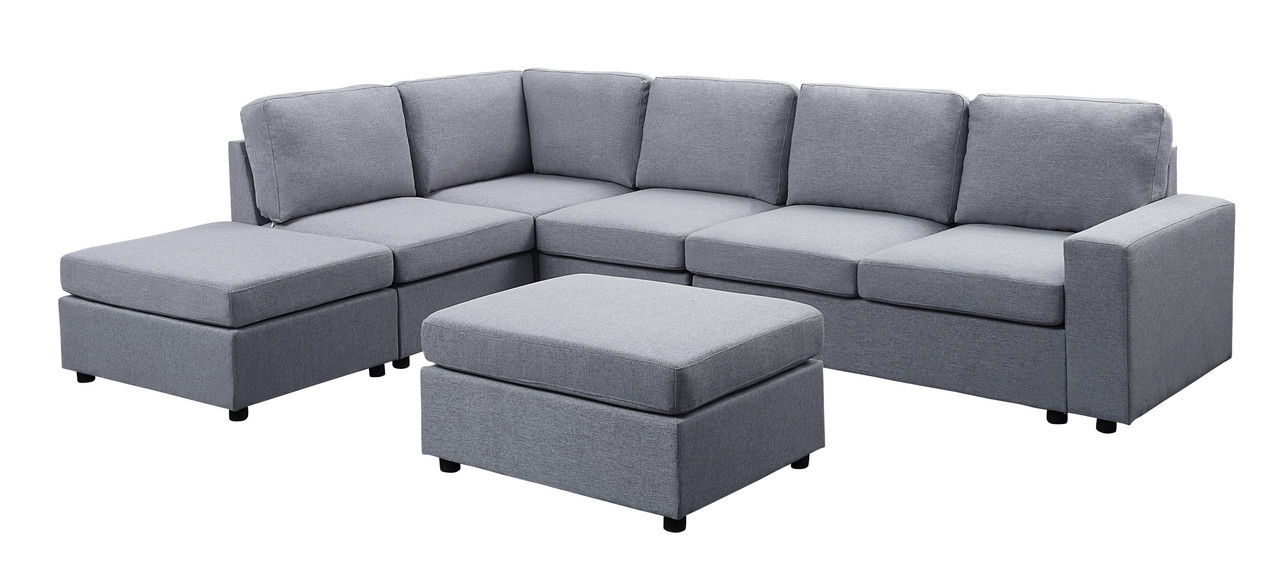 Cassia - 7 Seat Reversible Modular Sectional Sofa With Ottoman