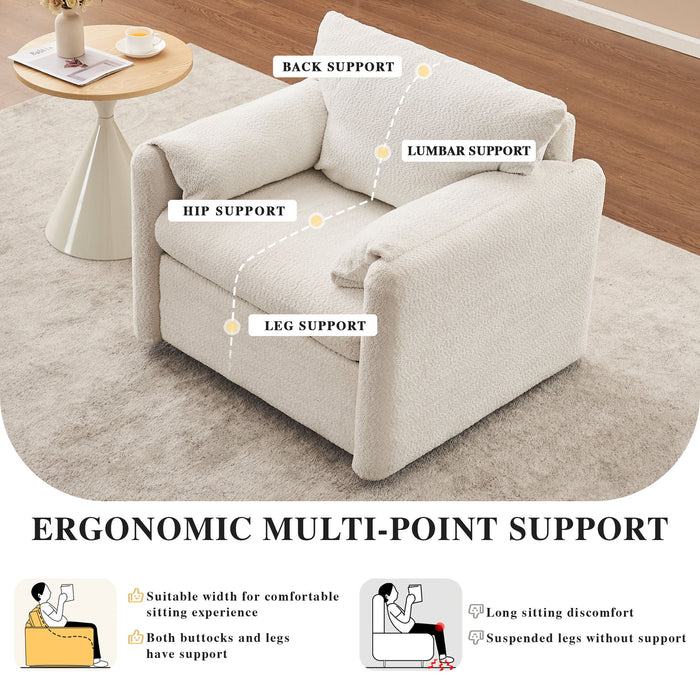 Swivel Modern Swivel Accent Chair Single Seater 360° Rotating For Living Room, Bedroom - Ivory White