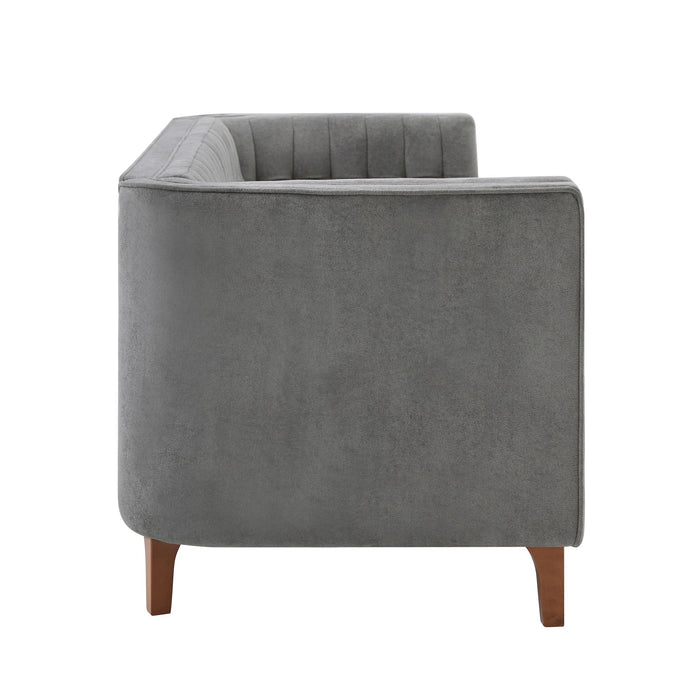 Modern 3 Seater Sofa, Upholstered Couch With Curved Armrests