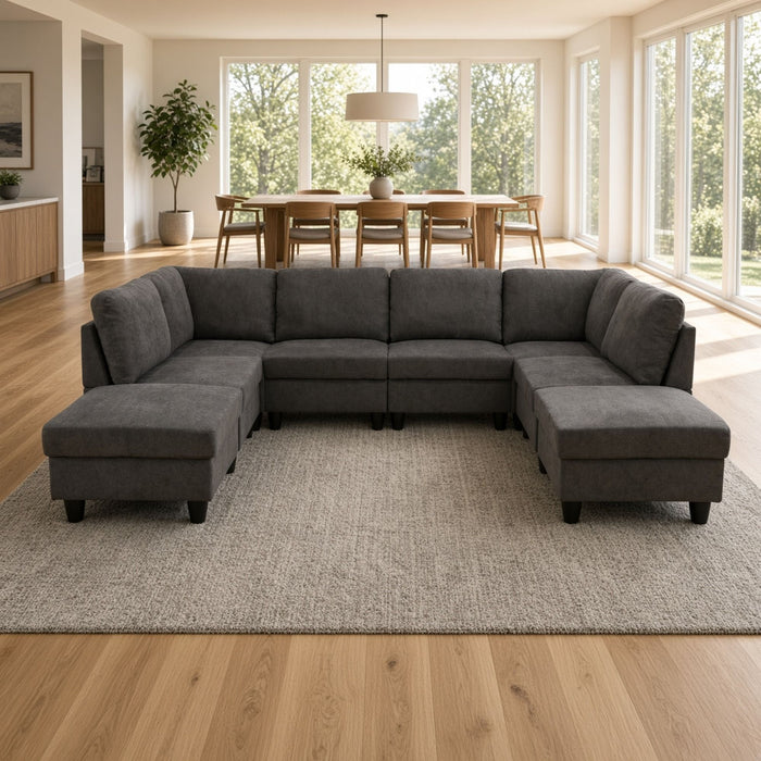 8 Piece Modular U - Shape Sectional Sofa
