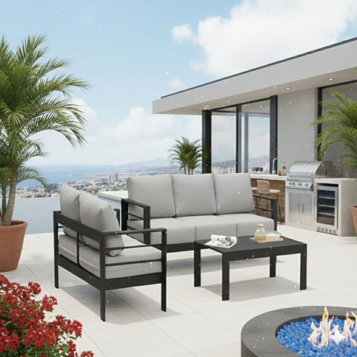 Outdoor Patio Set, All-Weather With Thick Cushions