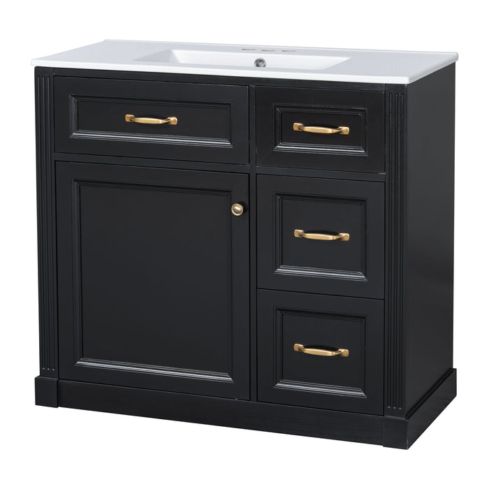 Modern Bathroom Vanity With Sink, 4 Drawers, Soft-Close Door, Adjustable Shelf