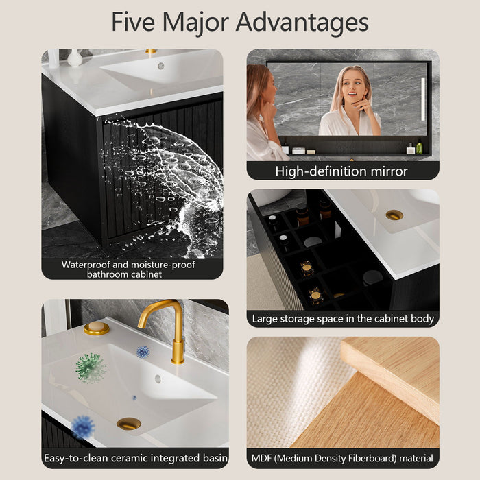 Wall Mounted Floating Bathroom Vanity With Sink And Drawers