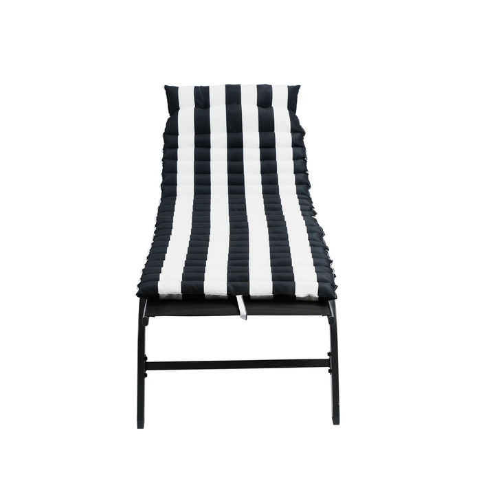Outdoor Lounge Chairs (Set of 2), Cushion Replacement Patio Funiture Seat Cushion Chaise Lounge Cushion - Black / White