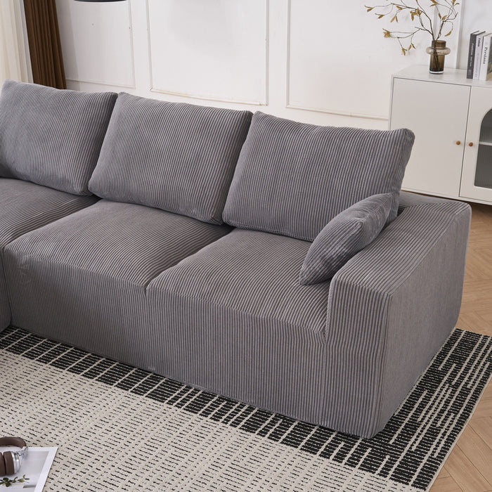 Modular Sectional Sofa With Extra Wide Cushion, USB / Type C Charger, Petal Armrest