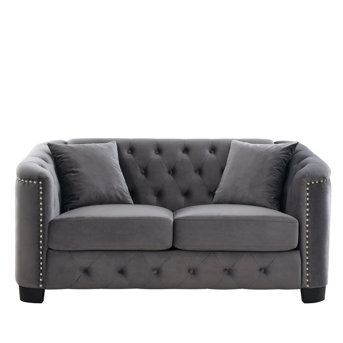 Modern Chesterfield Sofa With Tufted Backrest For Living Room