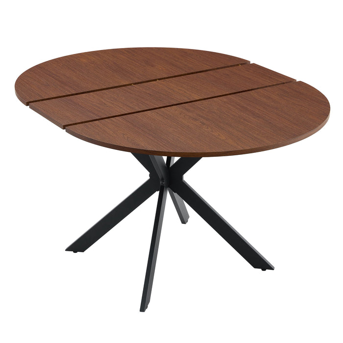 Extendable Round Dining Table - Walnut