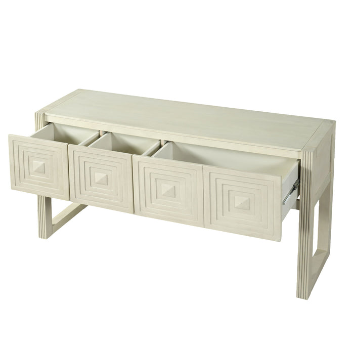 Geometric Carved Console Table With 3 Soft Close Drawers