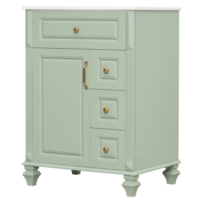 Freestanding Bathroom Vanity With Sink, 3 Drawers & Flip-Out Drawer