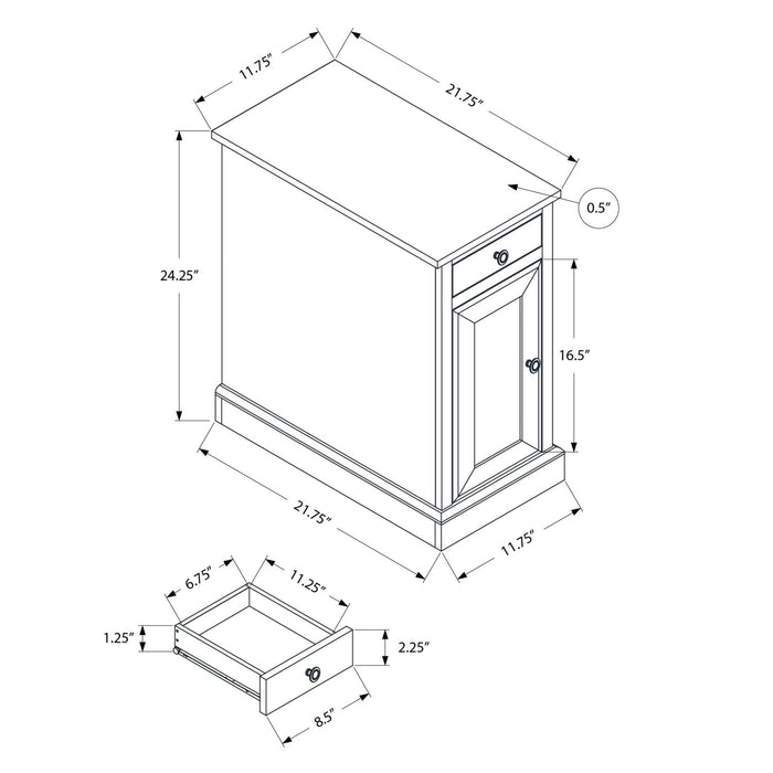 Accent End Table, Storage Drawer, Versatile Design - Espresso