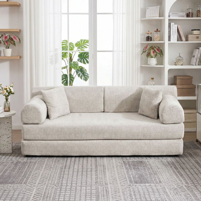 Modern 2 Tone Fabric Convertible Sleeper Sofa Bed