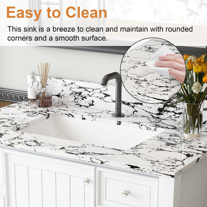 Bathroom Vanity Set With 3 Drawers And Storage Cabinet, Single Faucet Hole - White