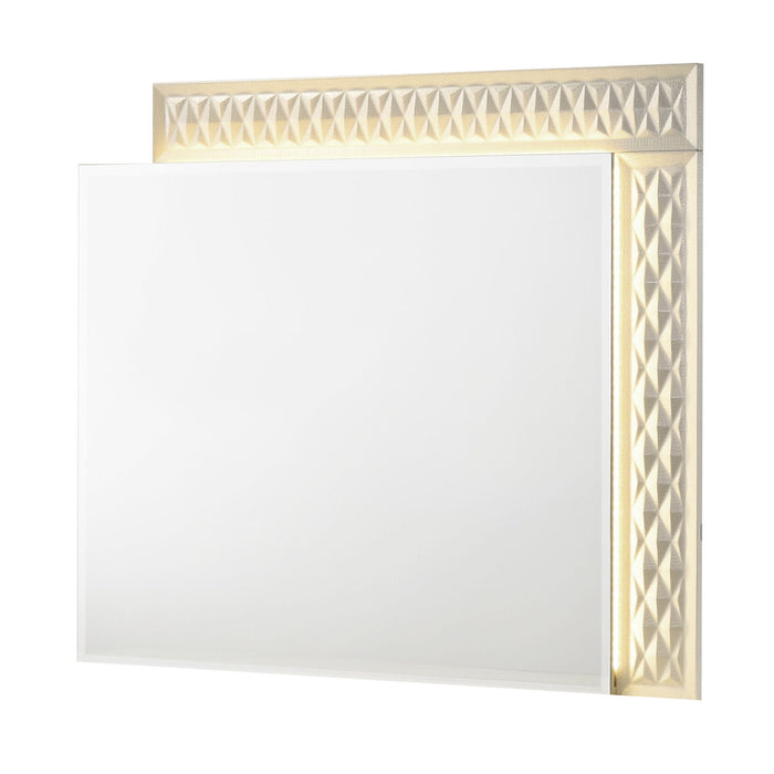 Stanley - LED Bedroom Mirror With Crocodile Texture Frame (Dresser Not Included) - Gray