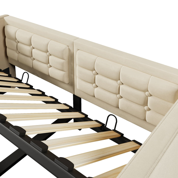 Upholstered Daybed With Hydraulic Storage And USB / Type - C Charging