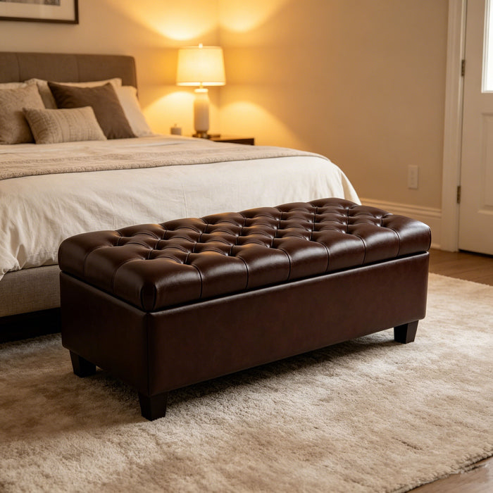 Storage Ottoman Bench With Safety Hinges