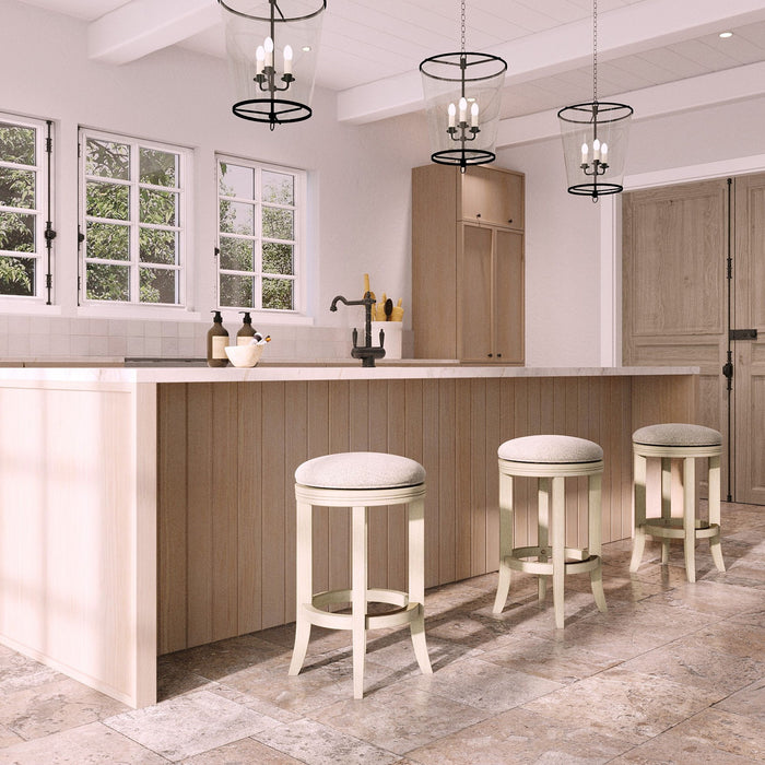 Backless Swivel Stool With Upholstered Seat